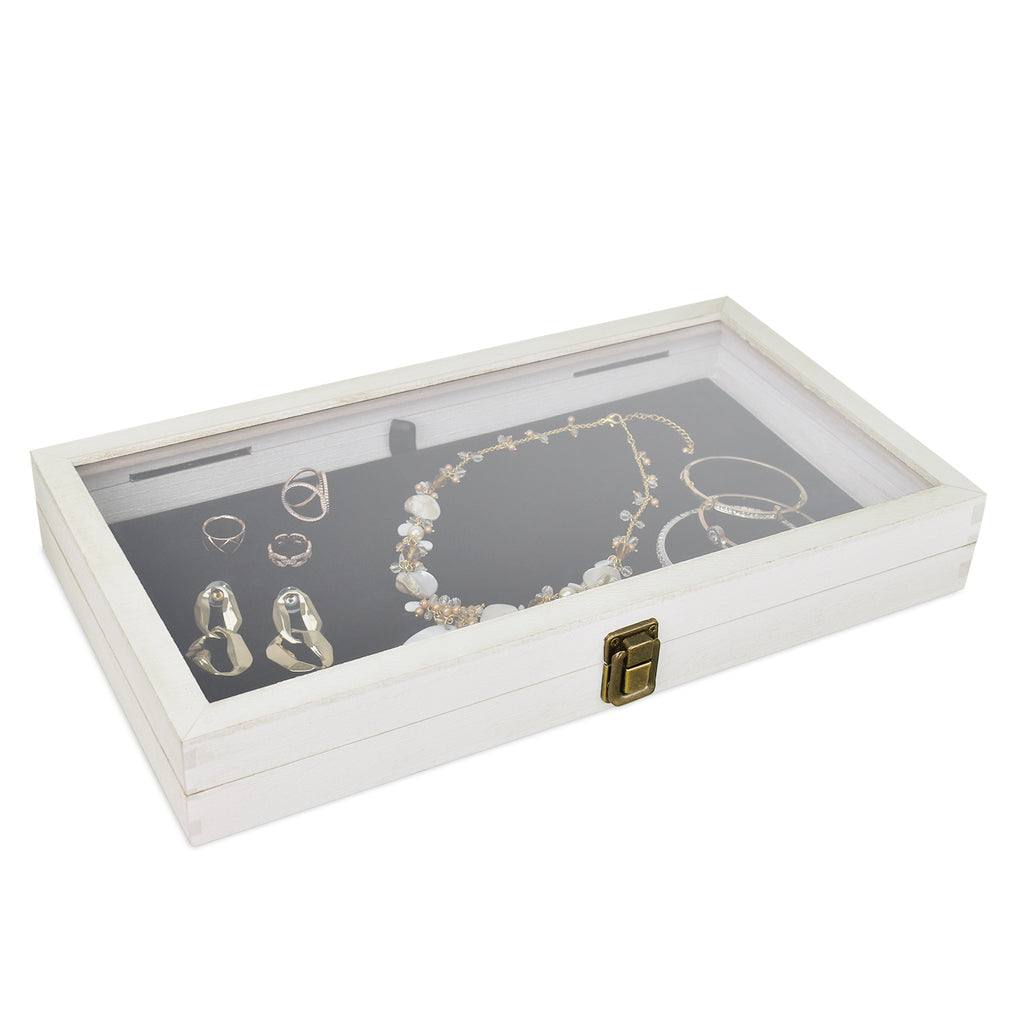 Ikee Design® Wooden Jewelry Display Case with Black velvet pad