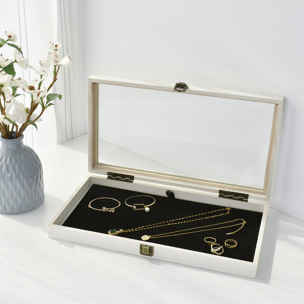 Ikee Design® Wooden Jewelry Display Case with Black velvet pad