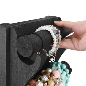 Two-Sided Rotating Wooden Jewelry Bracelet Display Stand