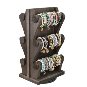 Ikee Design® Two-Sided Rotating Wooden Jewelry Bracelet Display Stand