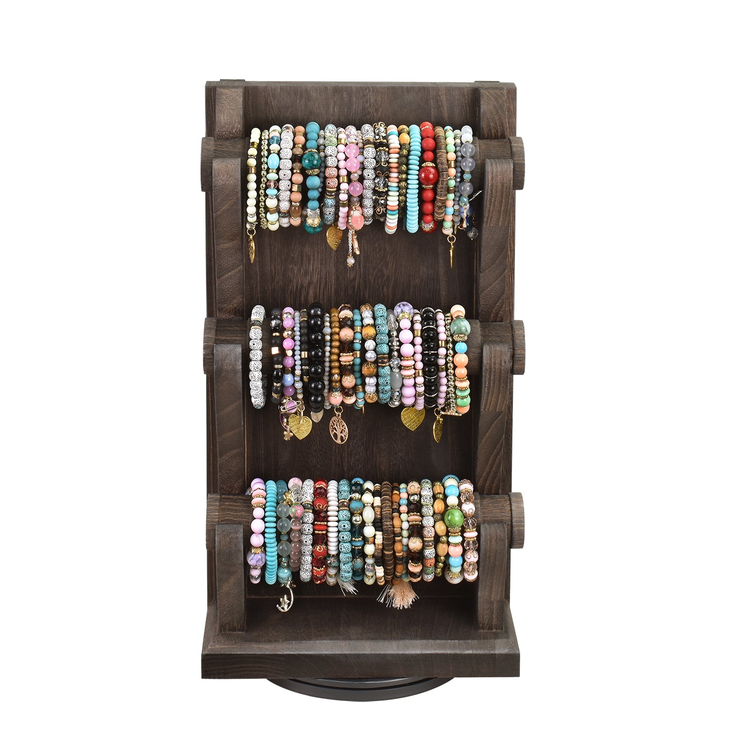 Ikee Design® Two-Sided Rotating Wooden Jewelry Bracelet Display Stand