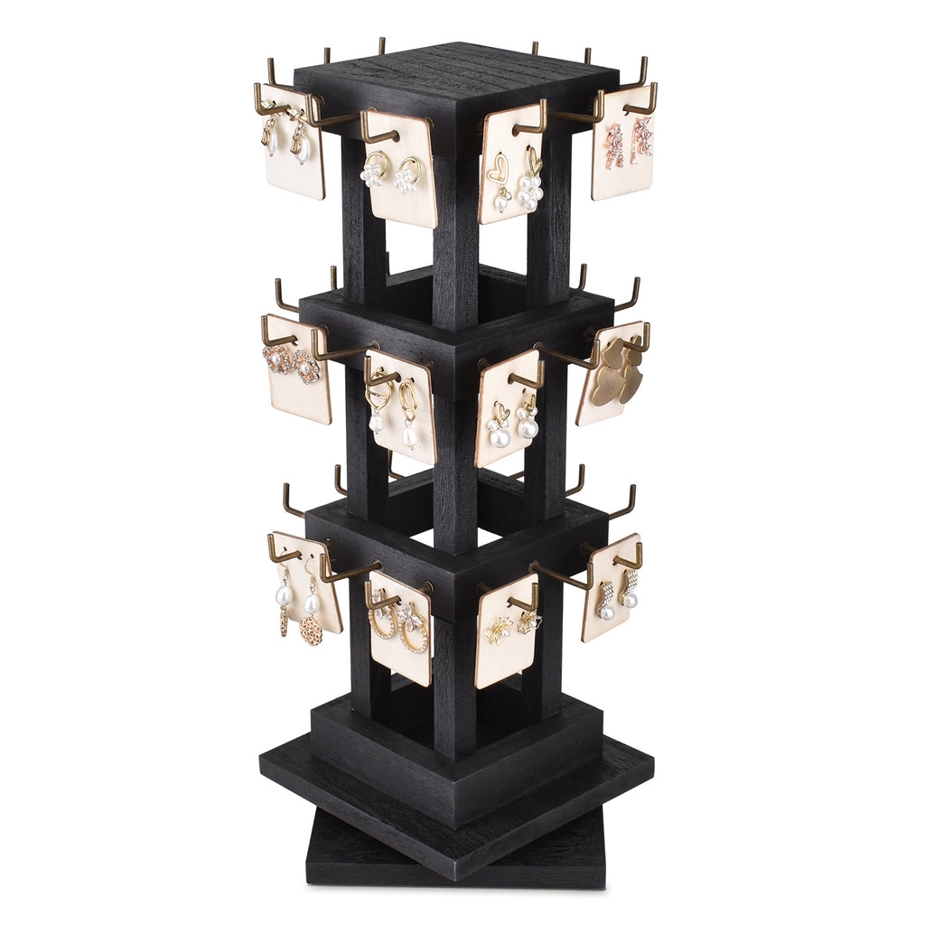 Ikee Design® Natural Wood Rotating 36 Hooks Jewelry Tower