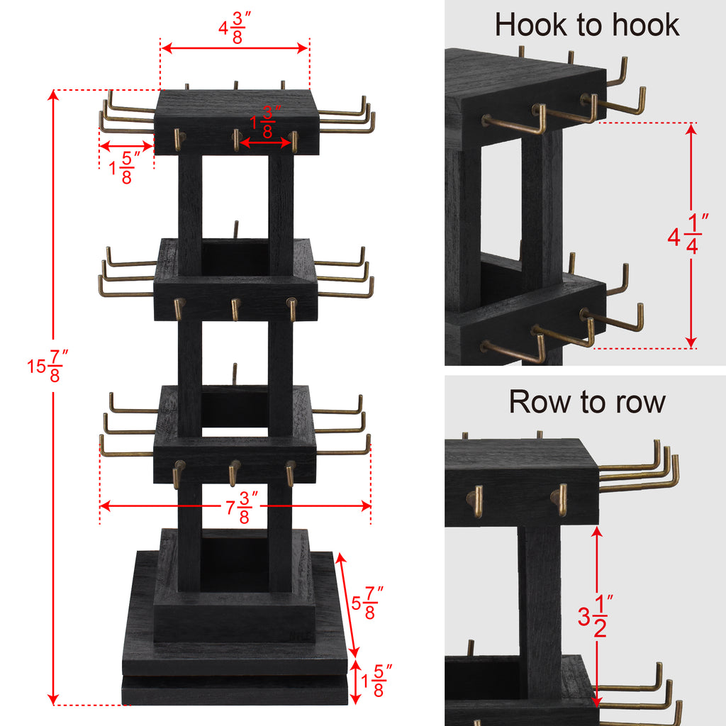 Ikee Design® Natural Wood Rotating 36 Hooks Jewelry Tower