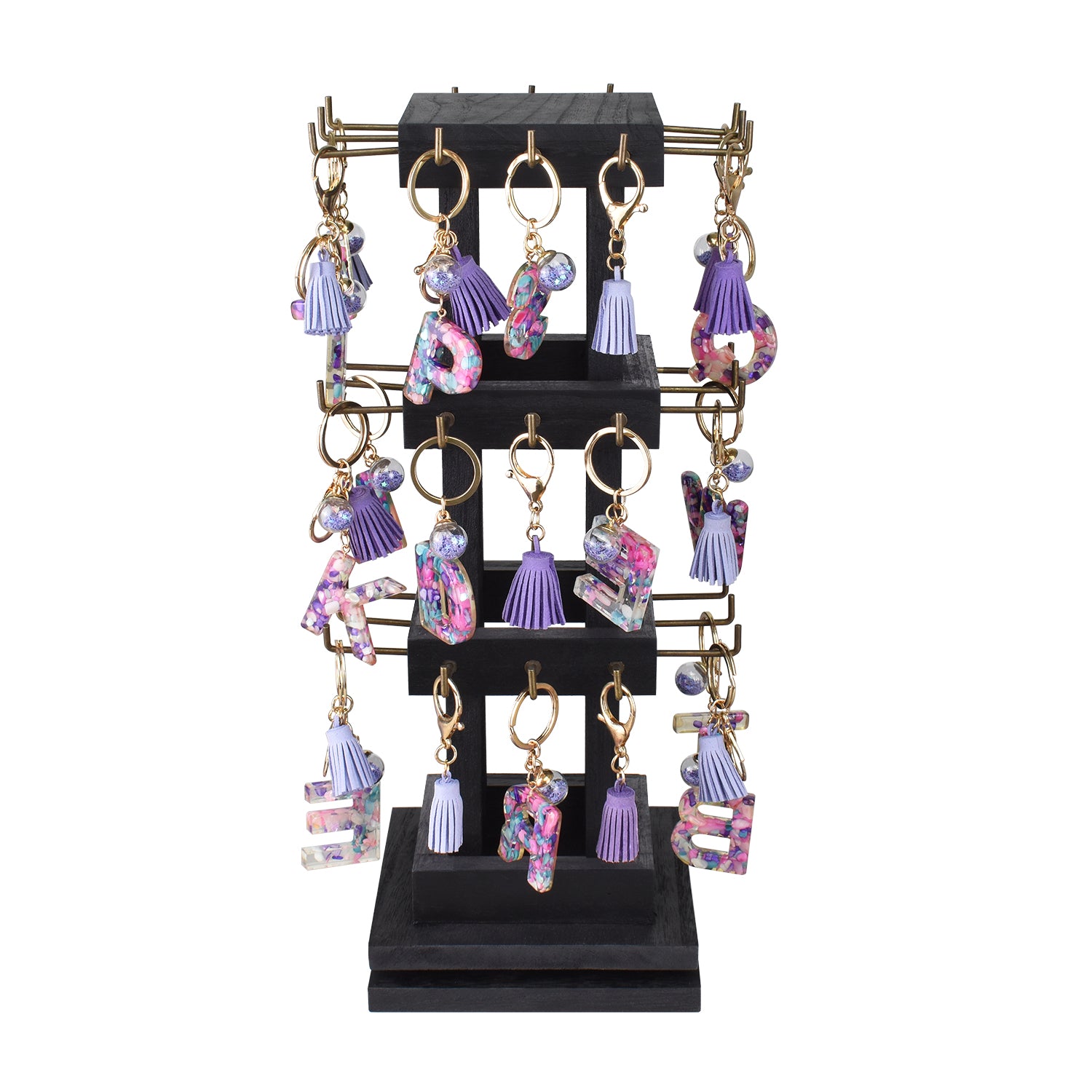 Ikee Design® Natural Wood Rotating 36 Hooks Jewelry Tower