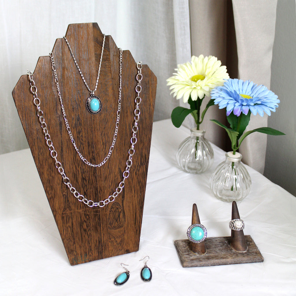  2 Pcs Lightweight Wooden Jewelry Display