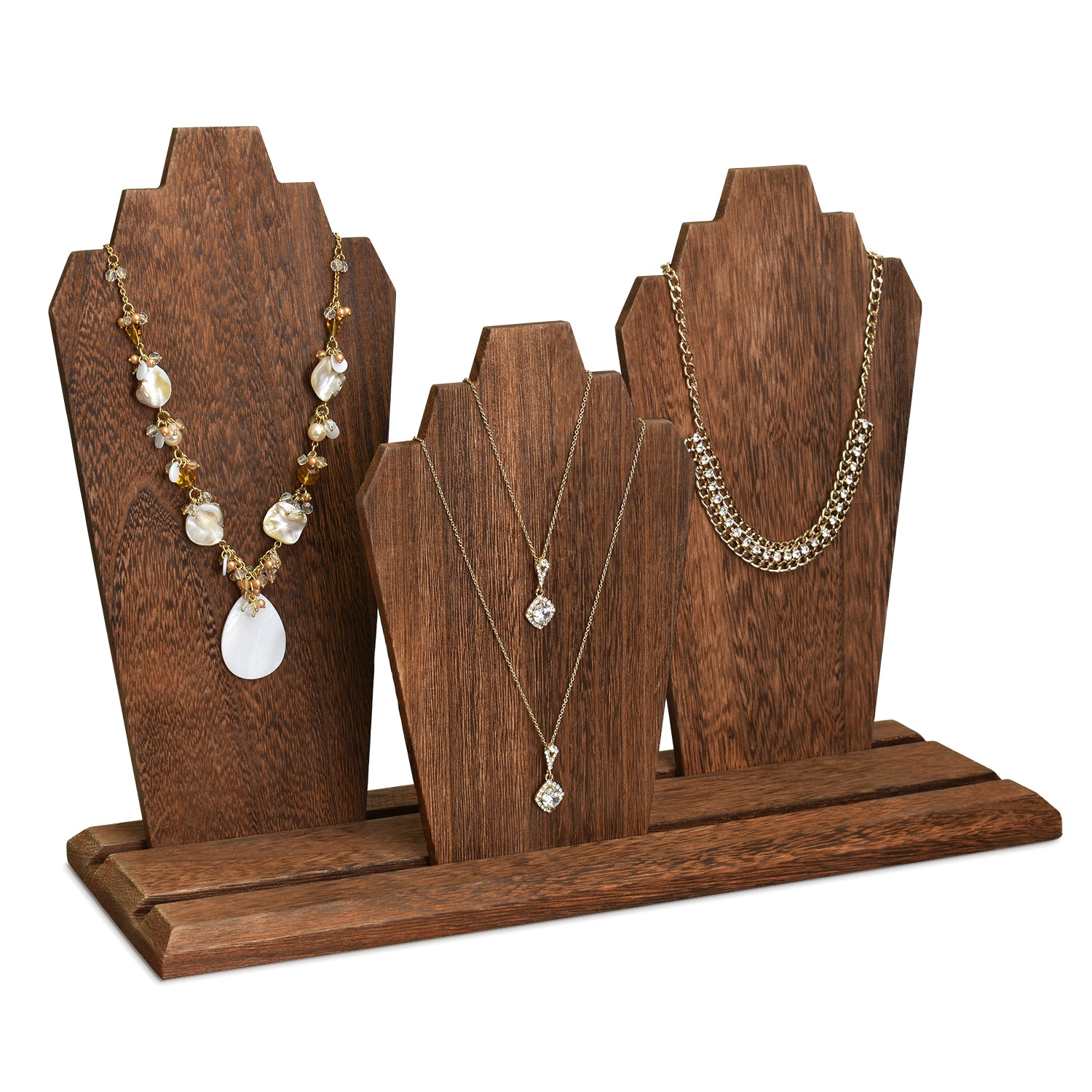 Ikee Design® Wooden Multi-Necklace Display Stand - Holds Multiple Necklaces