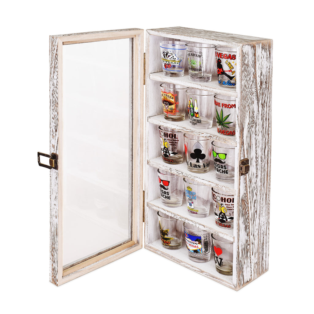Ikee Design® Wall Mounted Wooden Display Case with Tempered Glass Door