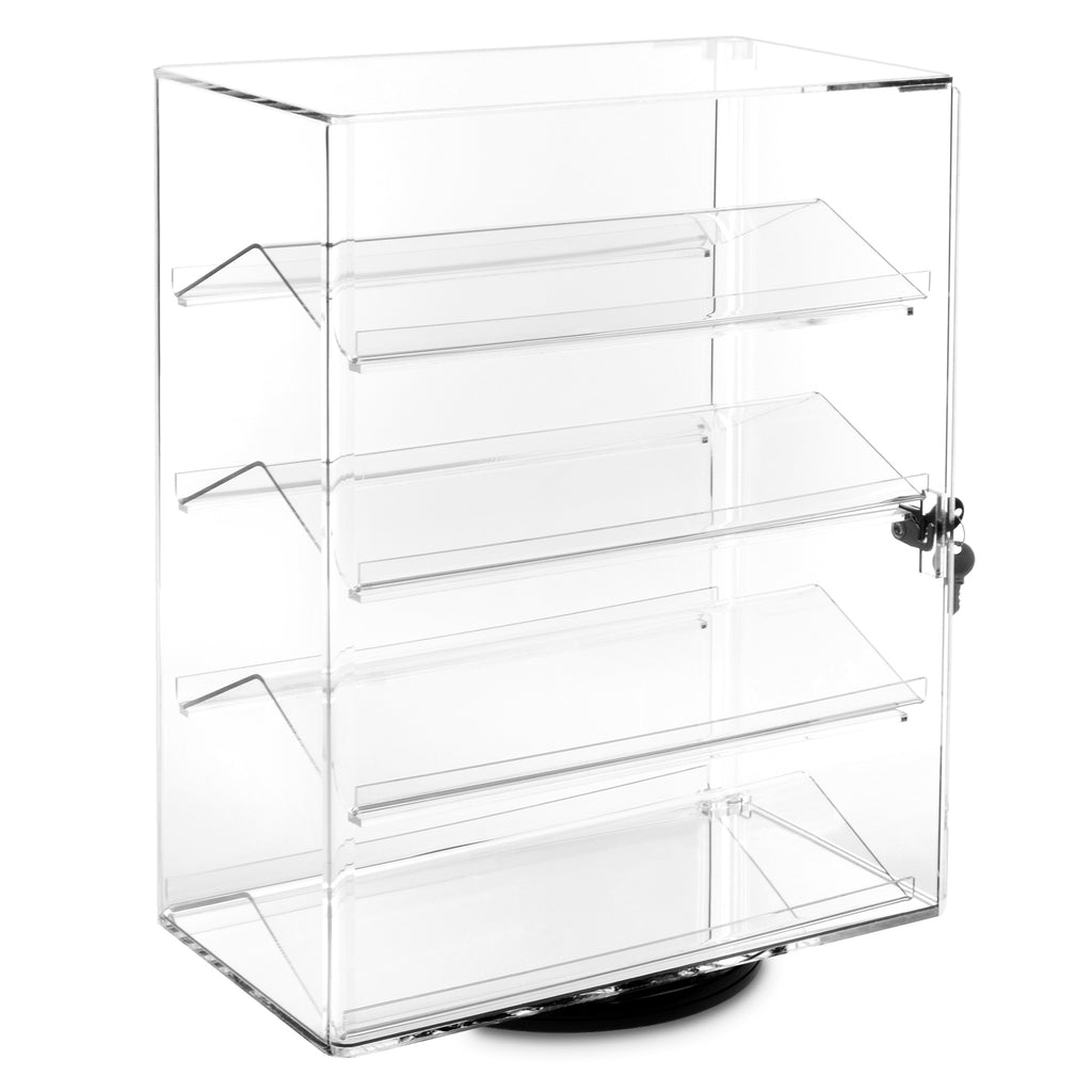 Lockable Showcase Rotating Acrylic Display with 4 Removable Shelves