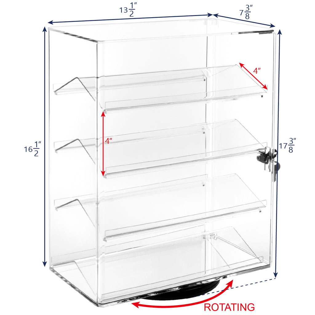 Lockable Showcase Rotating Acrylic Display with 4 Removable Shelves