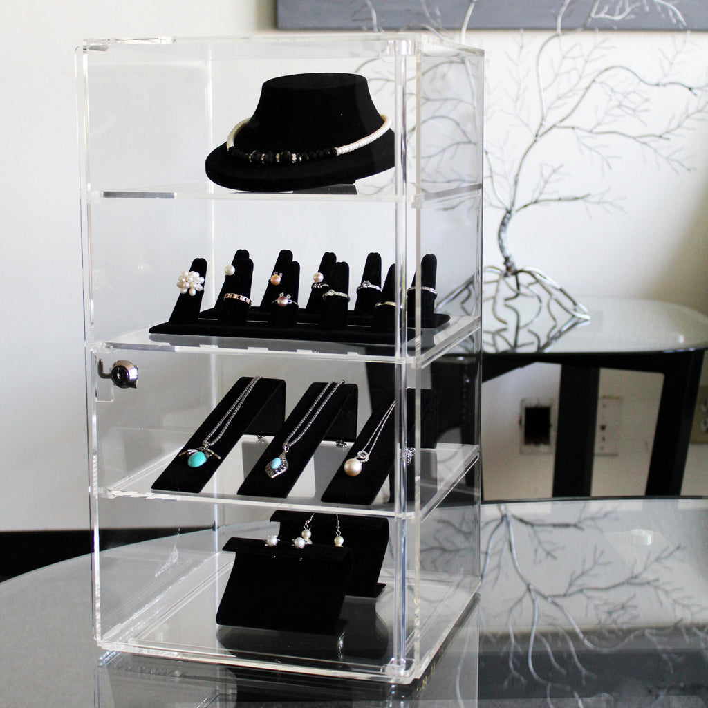 Acrylic Lockable Showcase Display Stand with 3 Removable Shelves