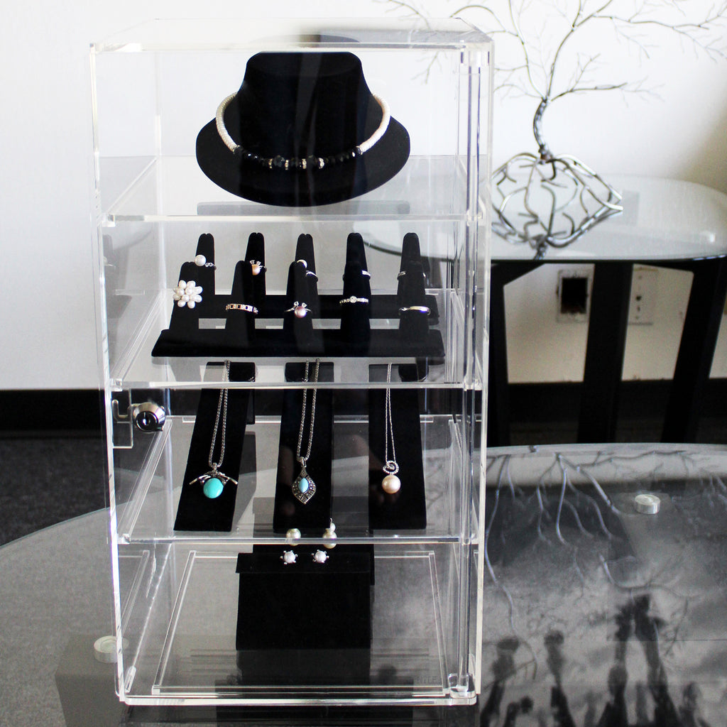 Acrylic Lockable Showcase Display Stand with 3 Removable Shelves