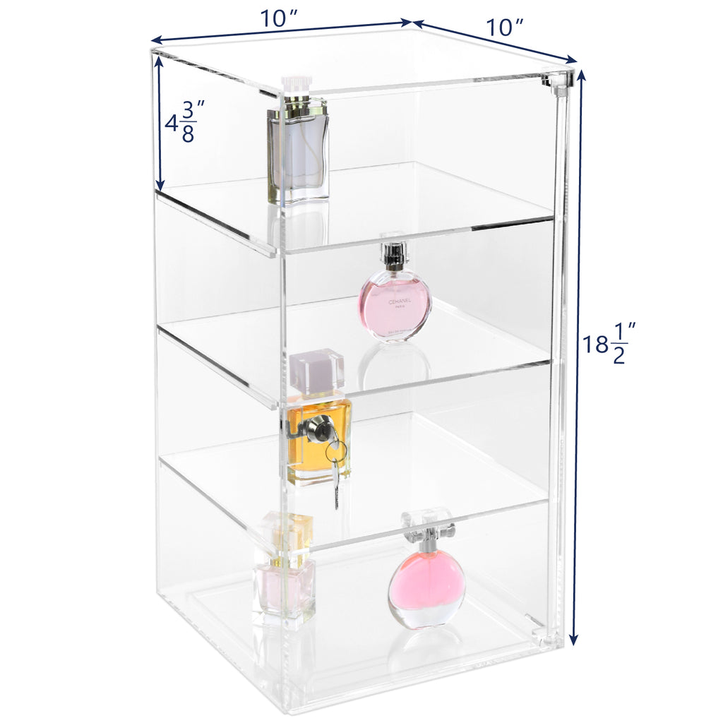 Ikee Design®Acrylic Lockable Showcase Display Case with 3 Removable Shelves