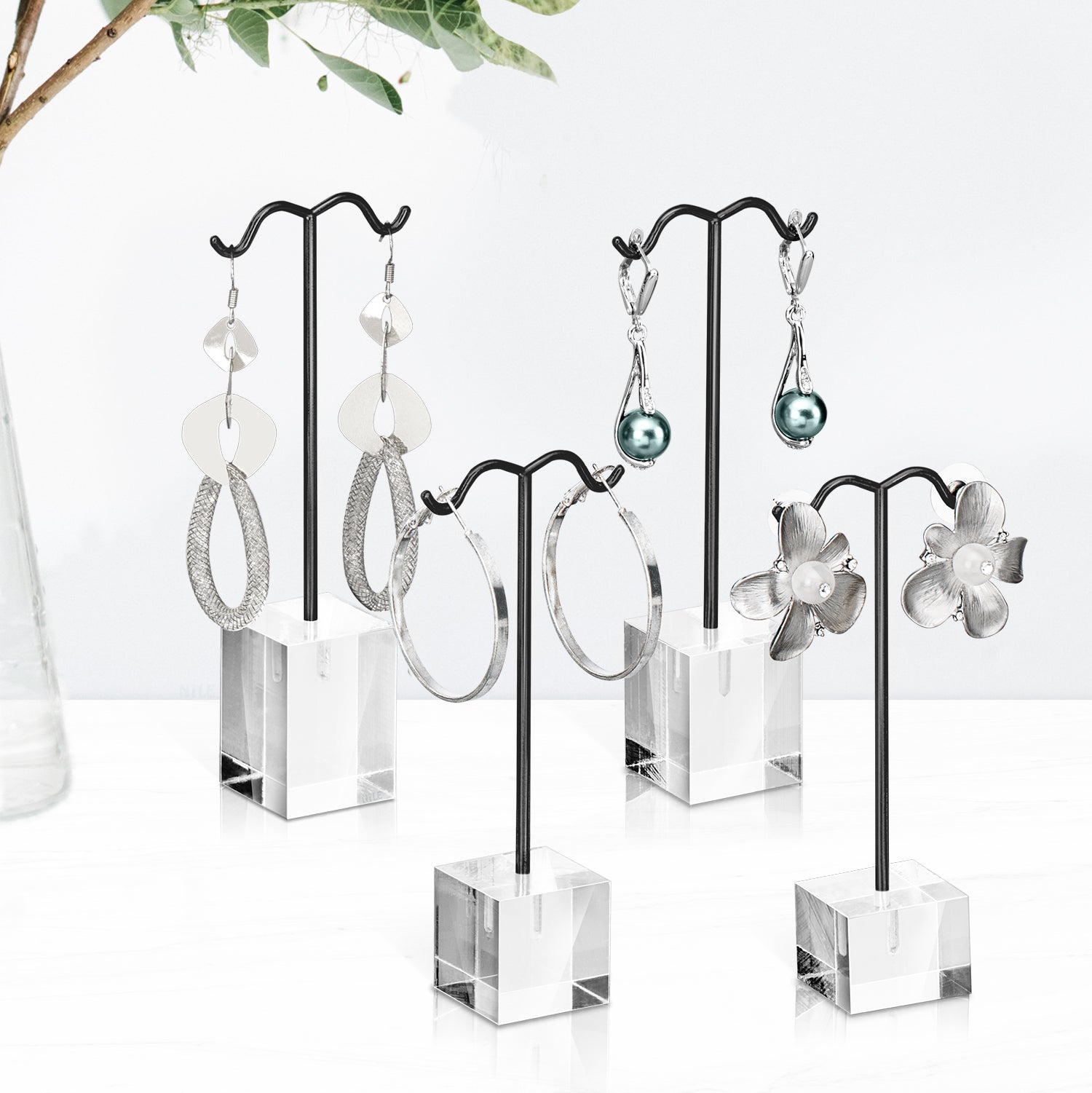 Ikee Design Acrylic Jewelry & Earring Organizer/Spinning Jewelry Organizer  for Hanging Earrings/Hanger Display Stand Rack - Zen Merchandiser