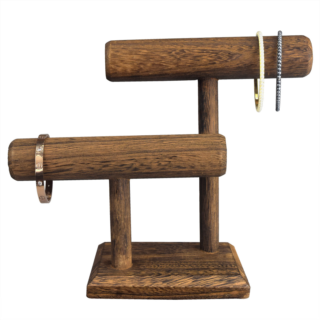 Ikee Design® 2 Tier Wooden T Bar Jewelry Bracelet Watch Display