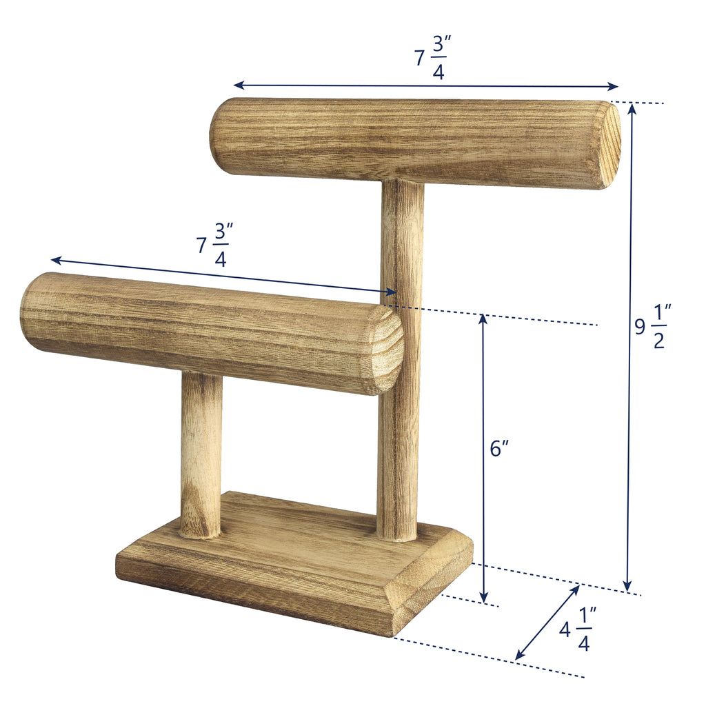 Ikee Design® 2 Tier Wooden T Bar Jewelry Bracelet Watch Display