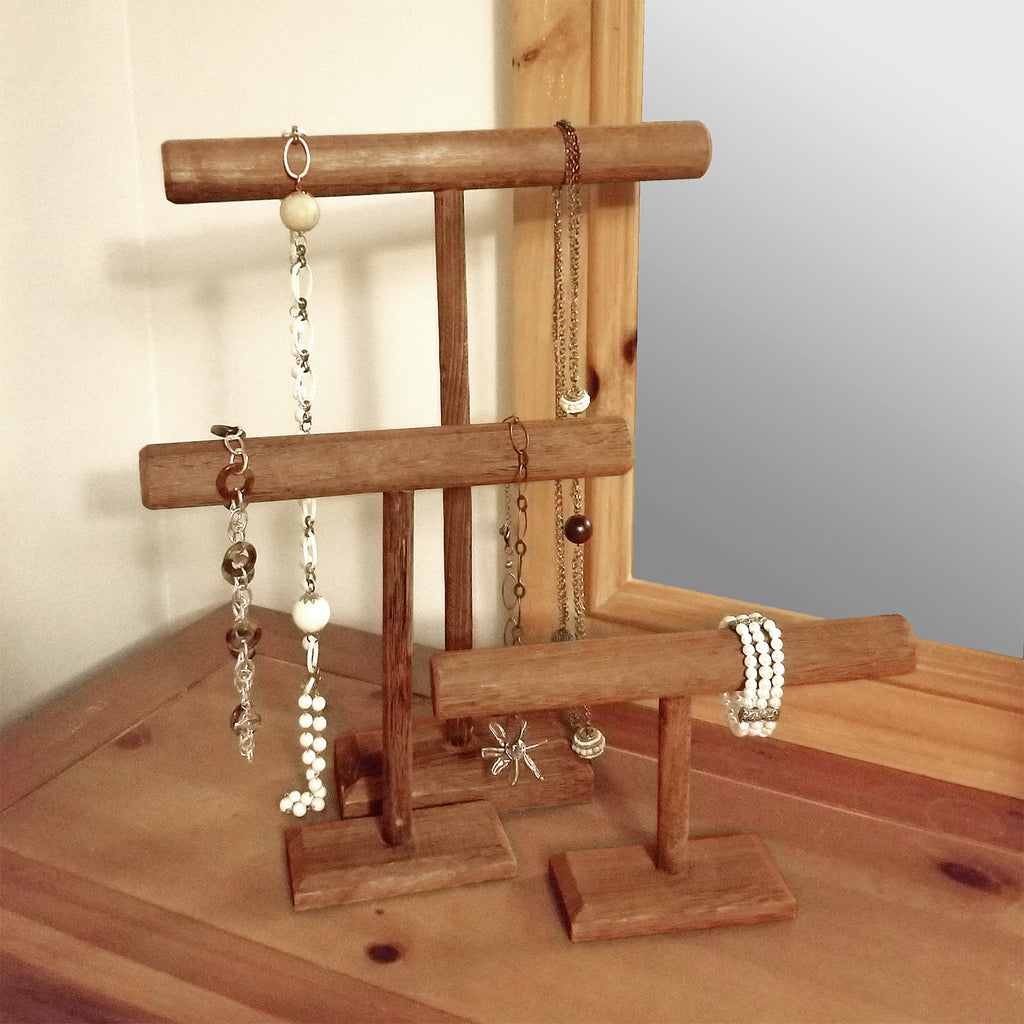 Ikee Design® Antique Wooden Handmade Short T-bar Jewelry Display Stand