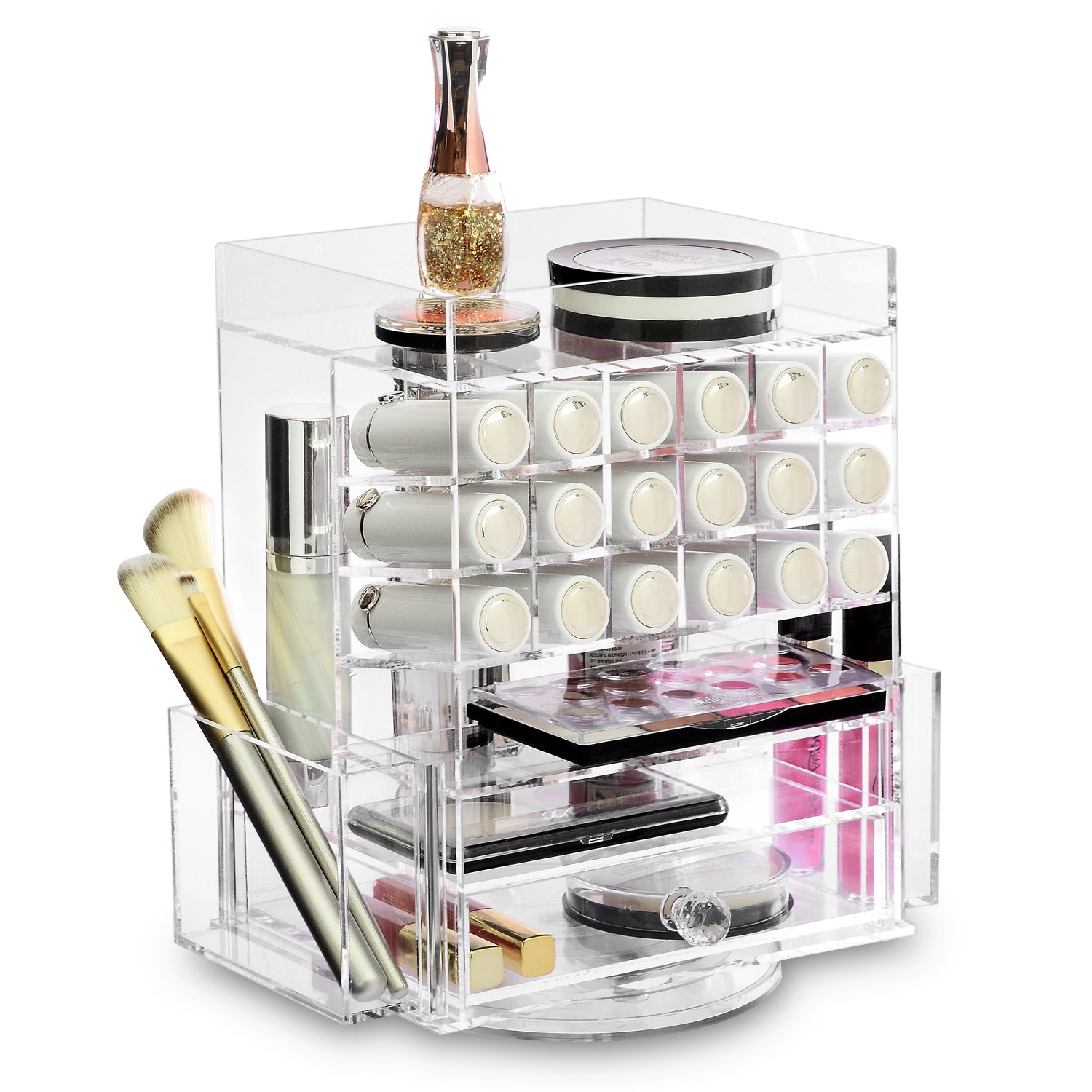 Ikee Design Rotating Acrylic Makeup Organizer with 18 Lipstick Slots