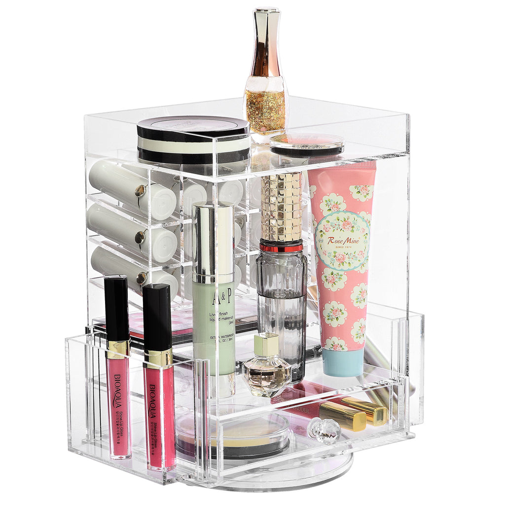 Ikee Design Rotating Acrylic Makeup Organizer with 18 Lipstick Slots