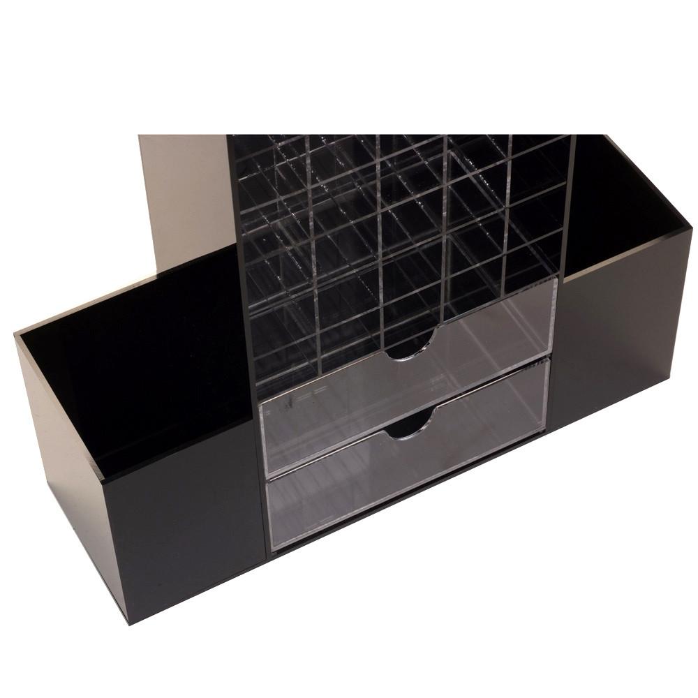 Ikee Design® Premium Black Acrylic Multi-functional Lipstick Tower Makeup Organizer