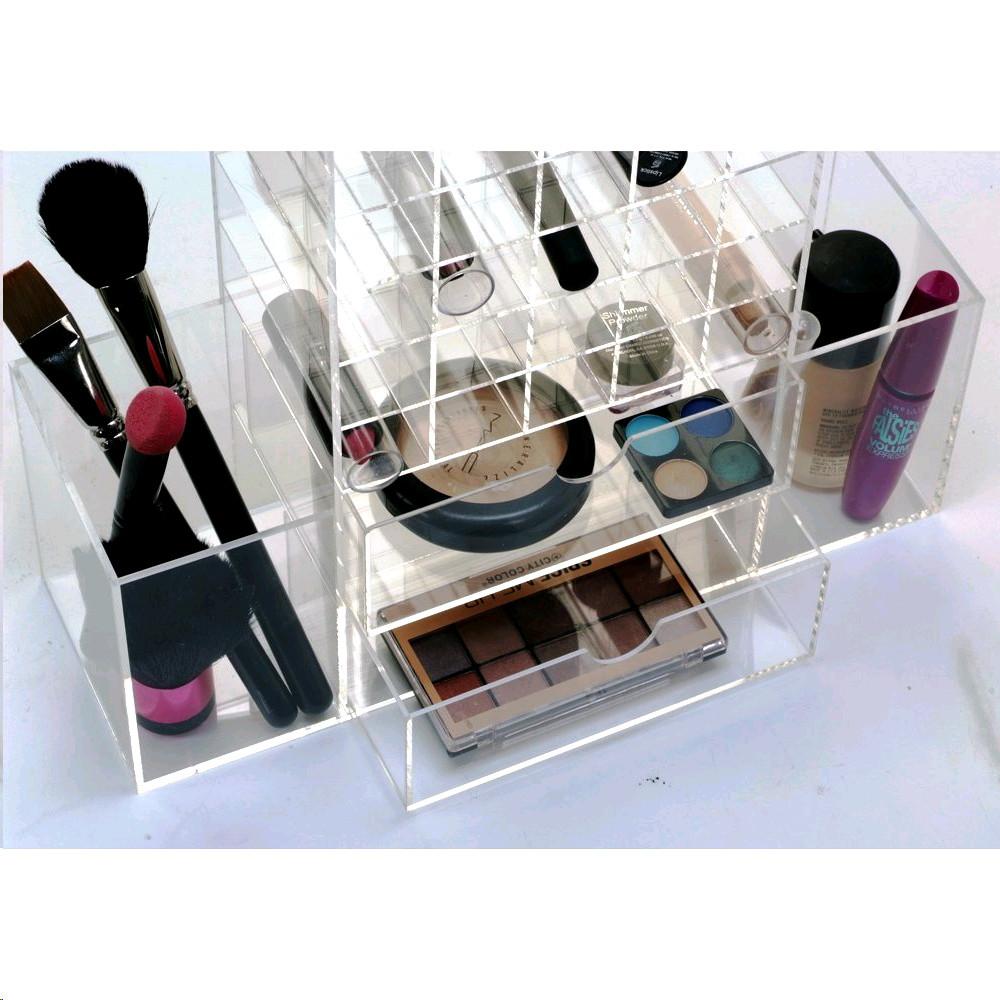 Ikee Design® Premium White Acrylic Multi-functional Lipstick Tower Makeup Organizer
