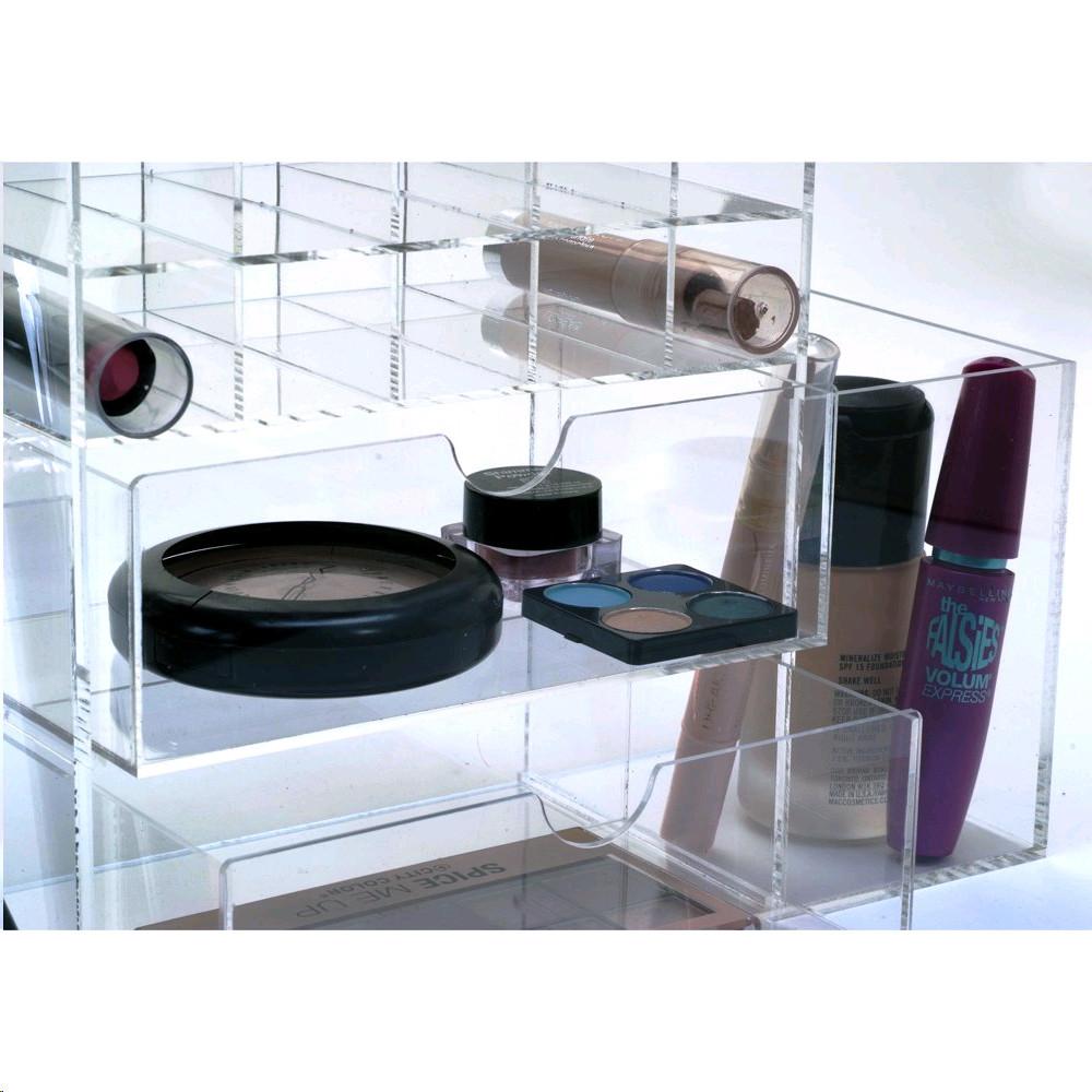 Ikee Design® Premium White Acrylic Multi-functional Lipstick Tower Makeup Organizer