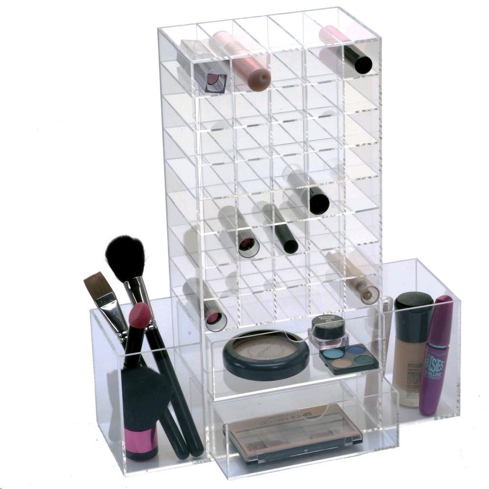 Ikee Design® Premium White Acrylic Multi-functional Lipstick Tower Makeup Organizer