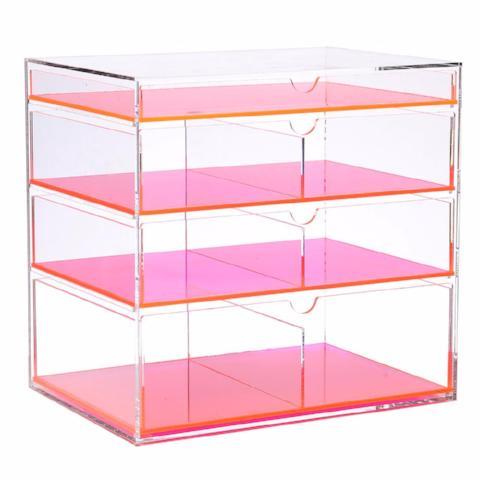 Ikee Design® Premium Neon Pink Acrylic Makeup Storage Drawer Cosmetic Organizer