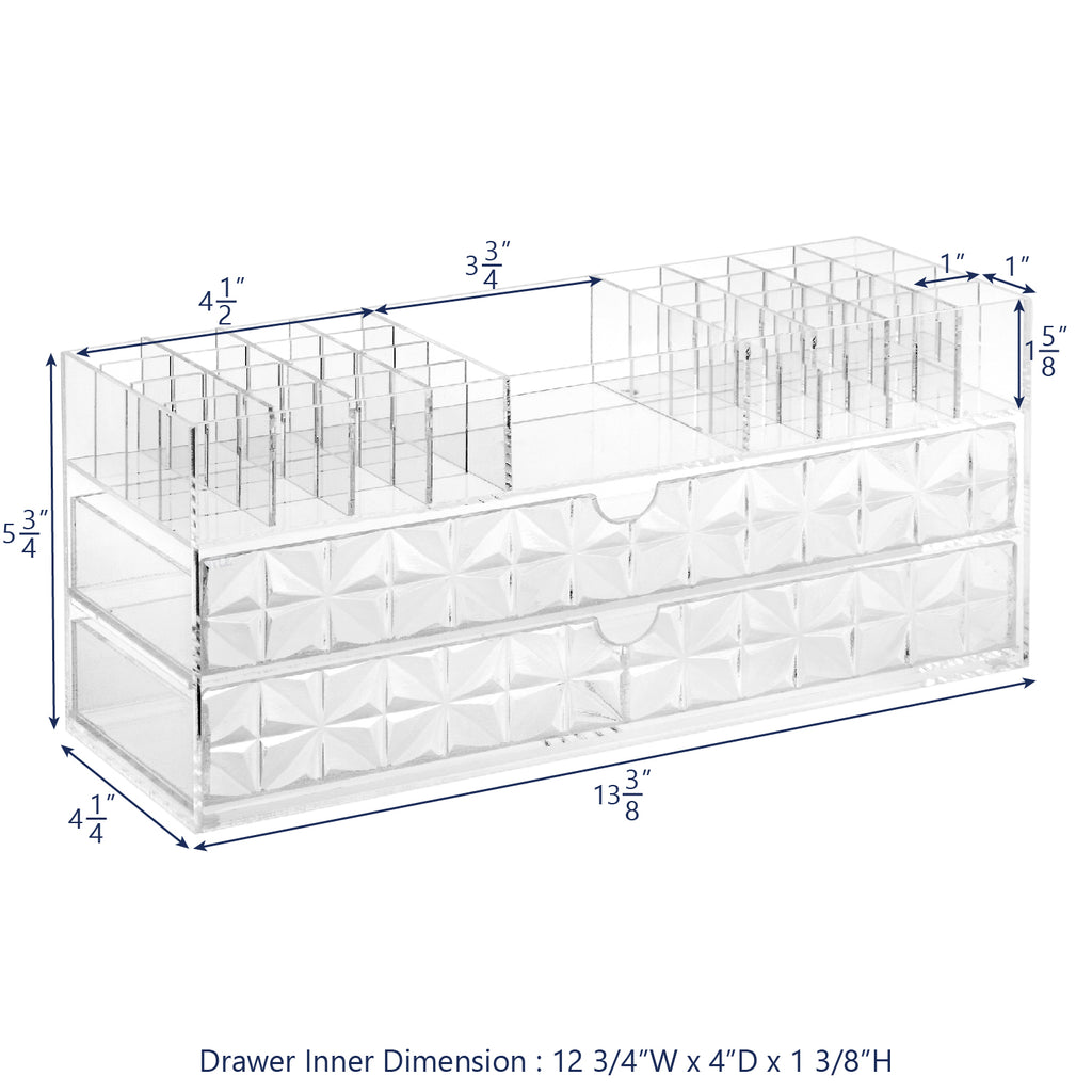 IKEE DESIGN®: Acrylic Makeup Organizer with Diamond Pattern Drawers