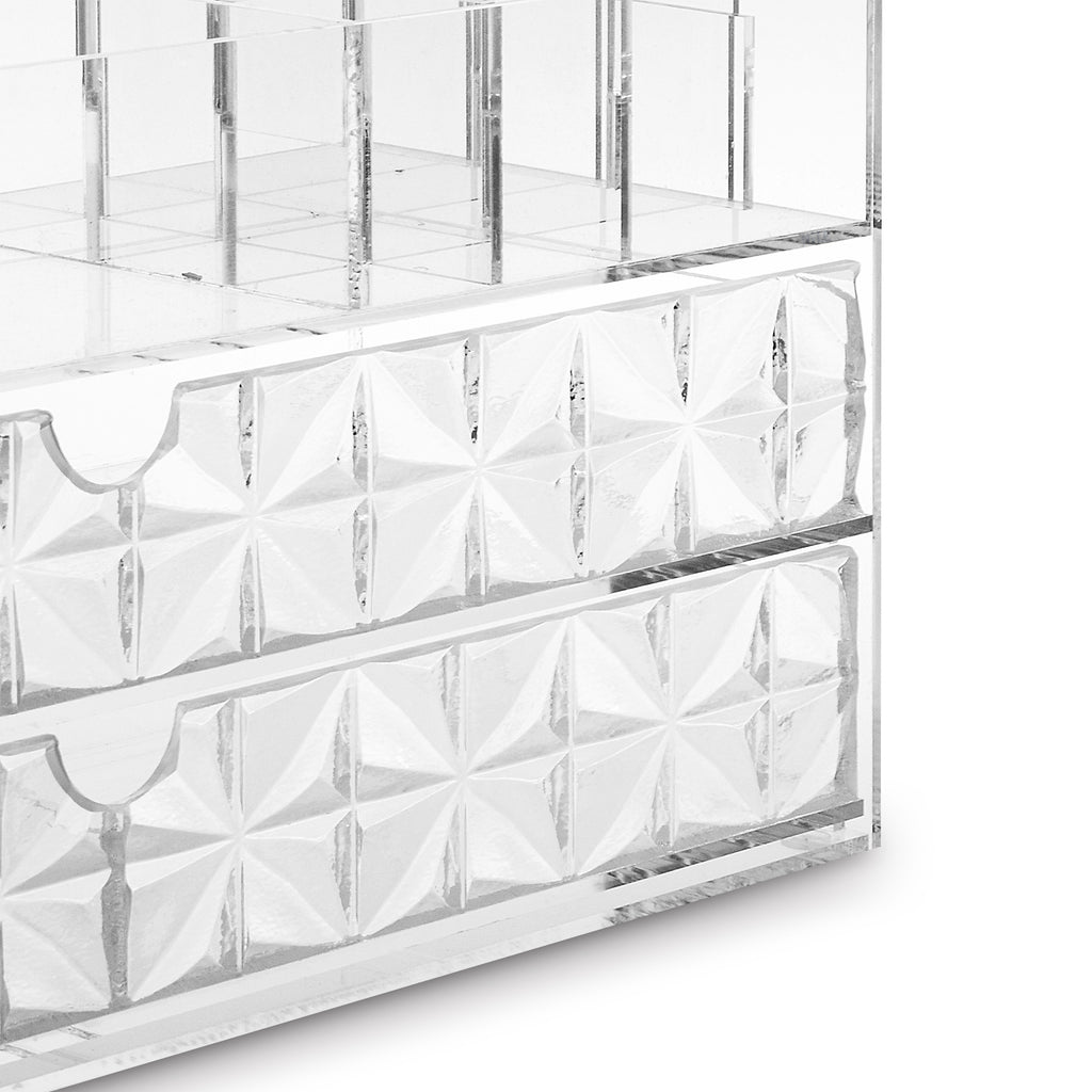 IKEE DESIGN®: Acrylic Makeup Organizer with Diamond Pattern Drawers