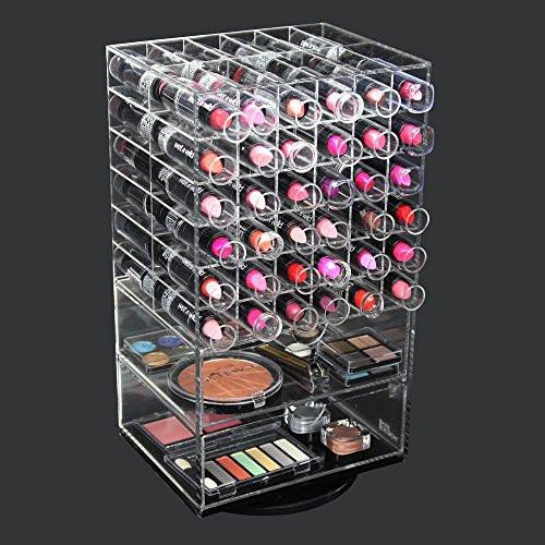  Ikee Design® Large Acrylic Rotating Lipstick Holder with Two Drawers