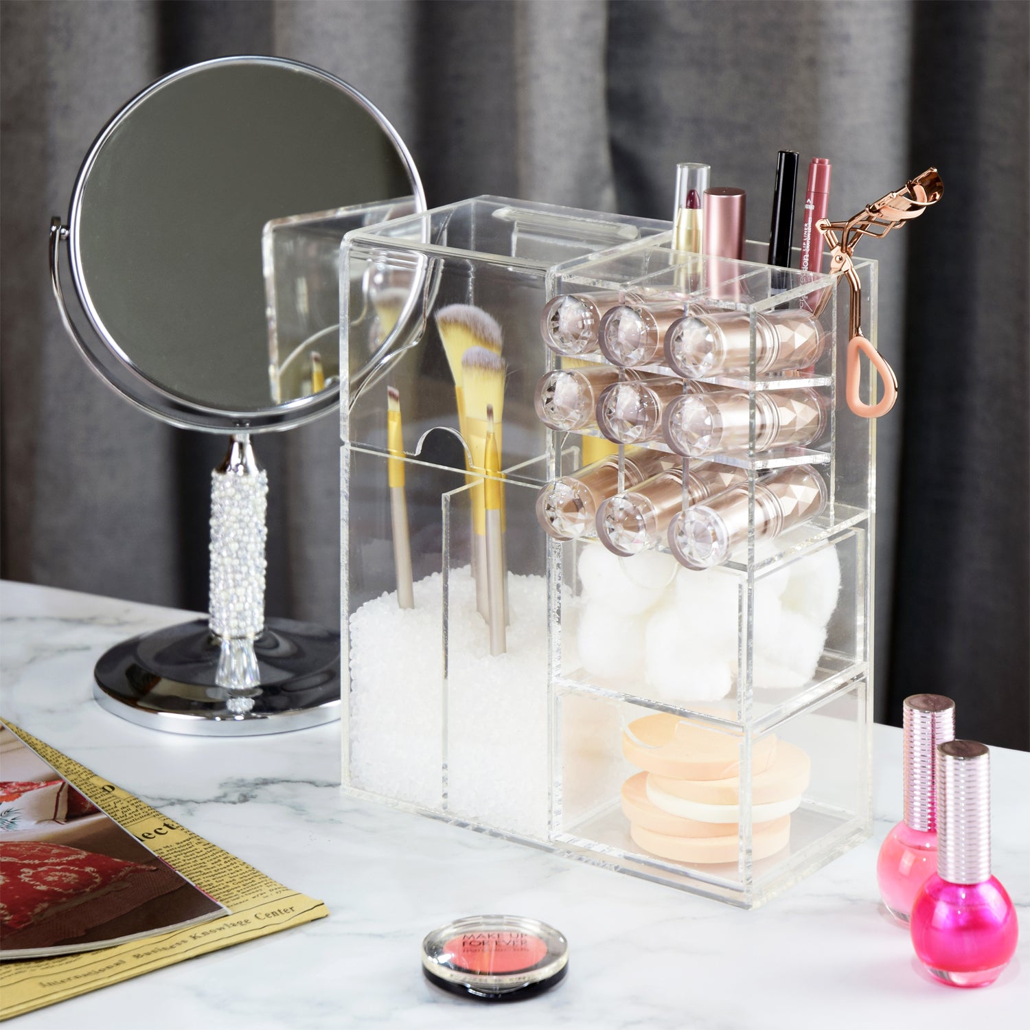Ikee Design® Premium Acrylic Multi-functional Makeup Organizer Brush Holder