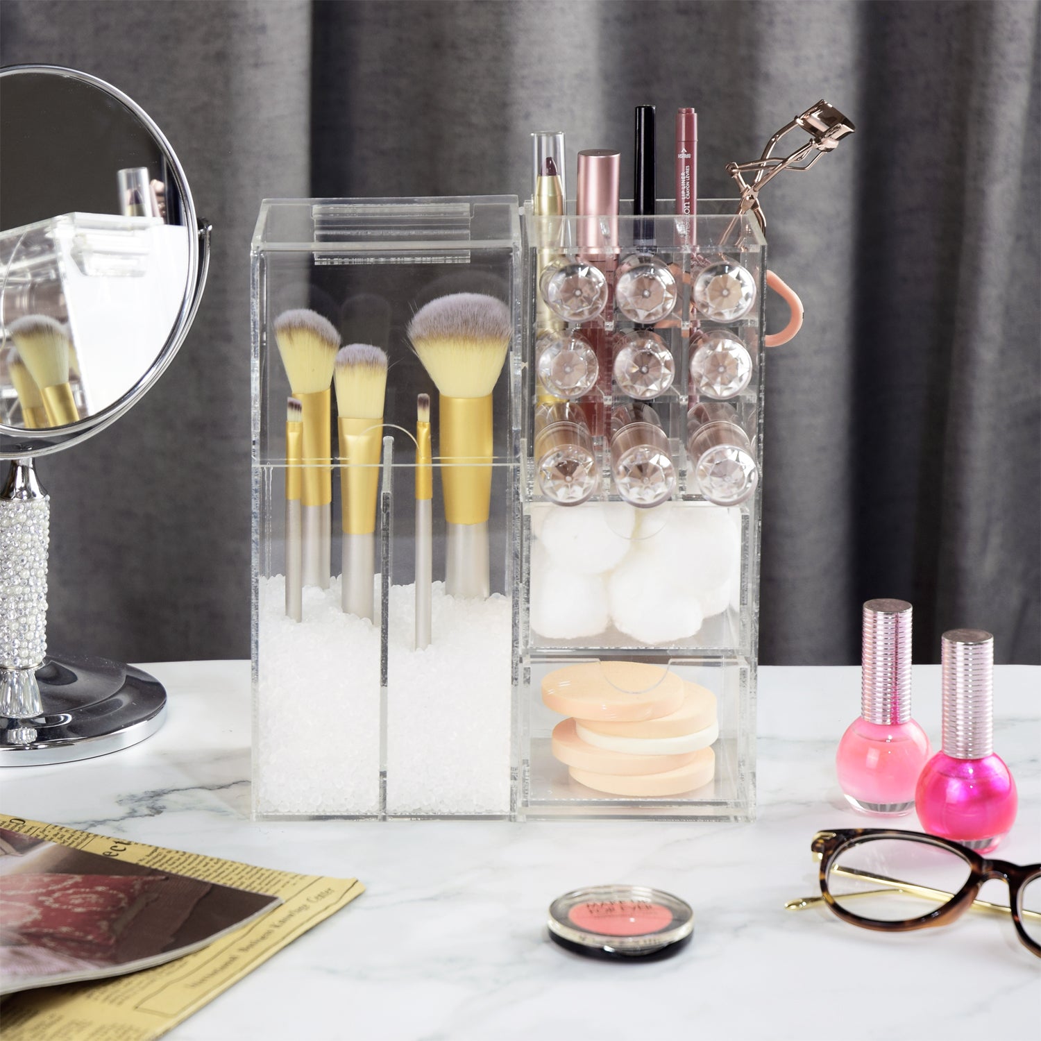 Ikee Design® Premium Acrylic Multi-functional Makeup Organizer Brush Holder