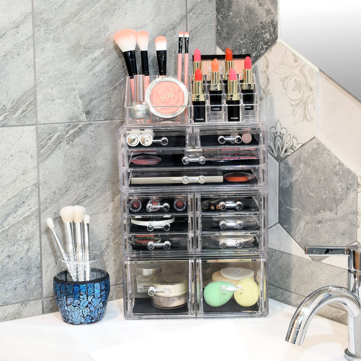 acrylic makeup tackle box Ikee Design Make-Up 4-piece Organizers and Storage Box