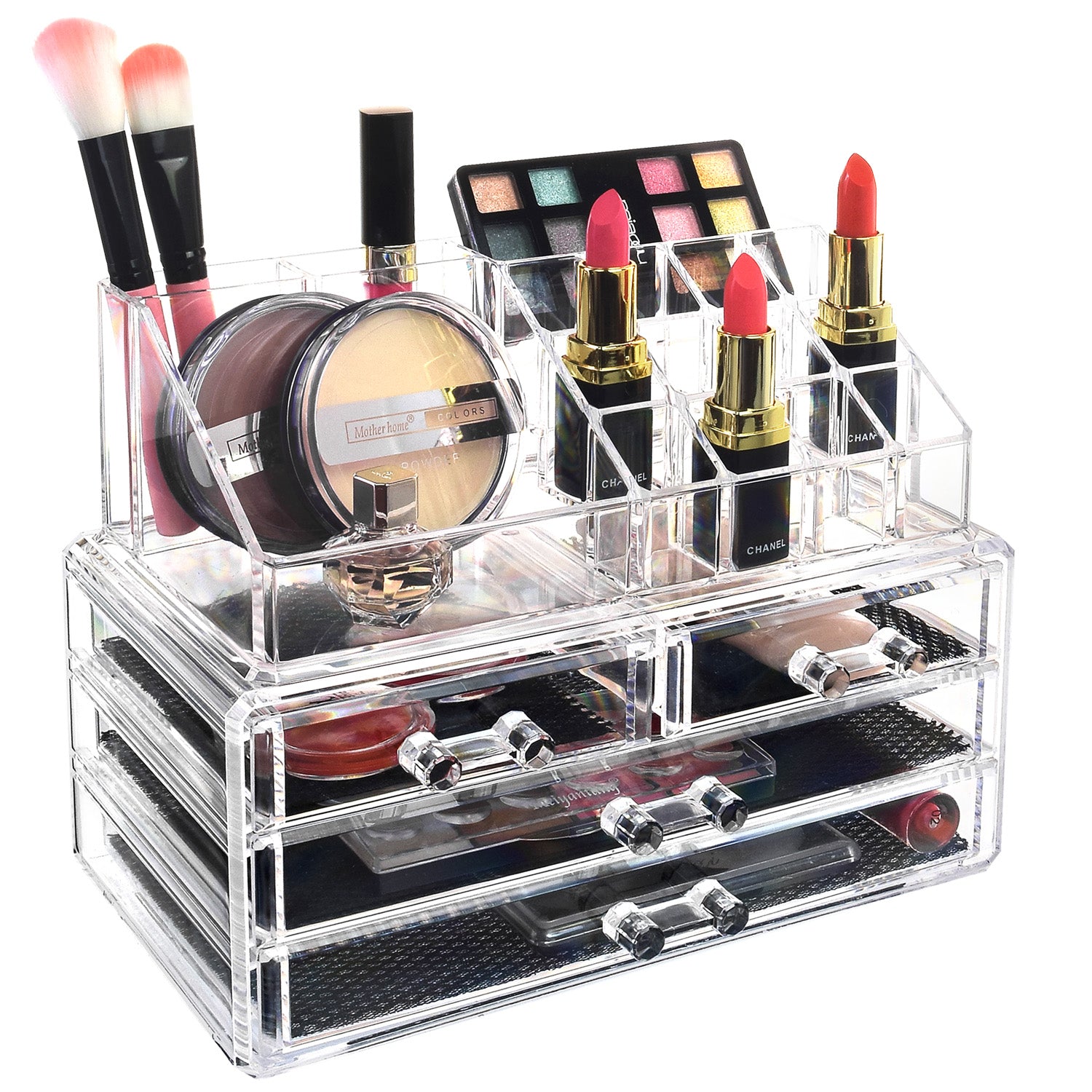 Ikee Design Large Acrylic Makeup Organizer Clear 2-piece Set