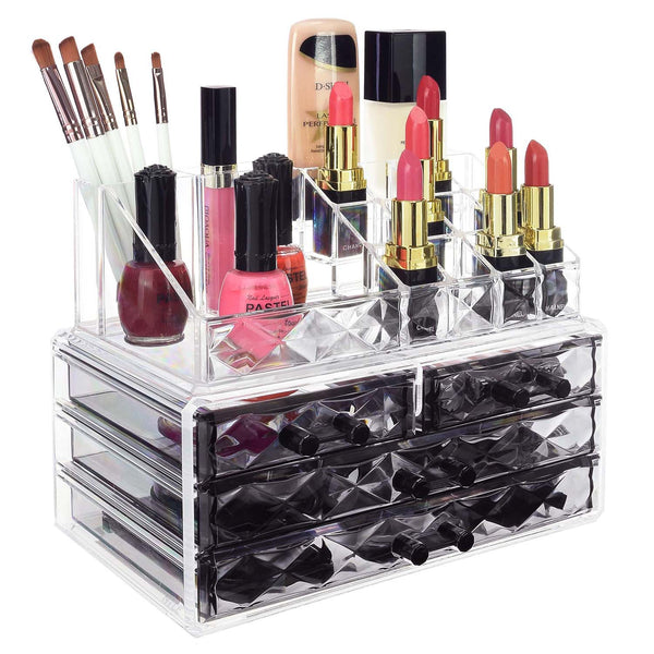 Ikee Design®: Jewelry and Makeup Organizer, Clear Diamond Pattern