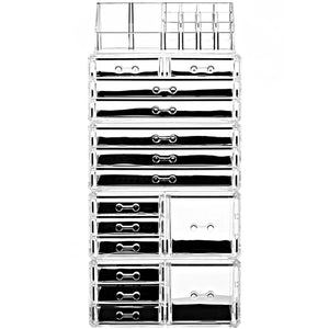 Ikee Design®Acrylic Jewelry and Makeup Organizer Storage Drawer, Five Pieces Set