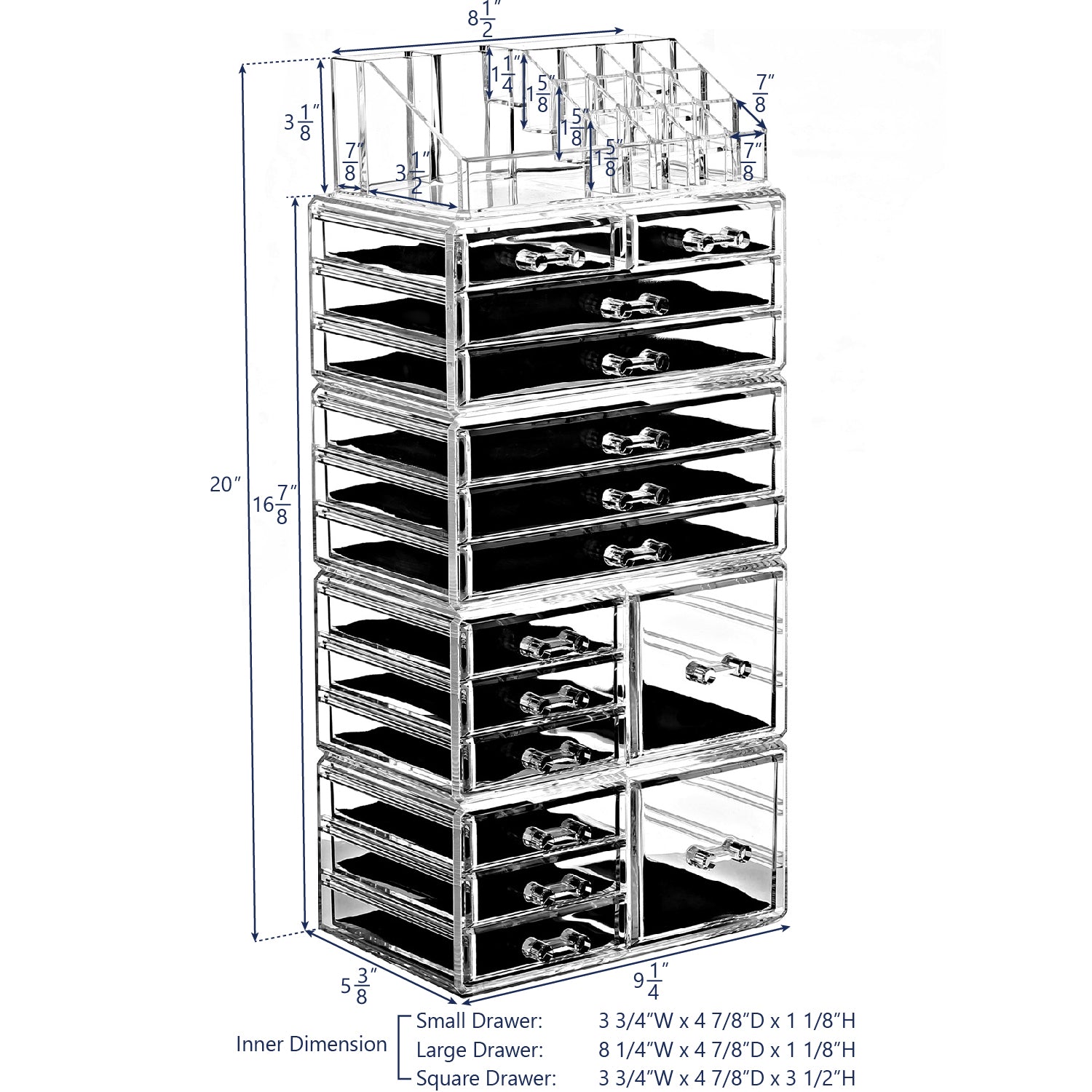 Ikee Design®Acrylic Jewelry and Makeup Organizer Storage Drawer, Five Pieces Set