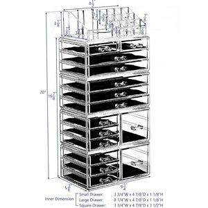 Ikee Design® Acrylic Jewelry and Makeup Organizer, Five Pieces Set