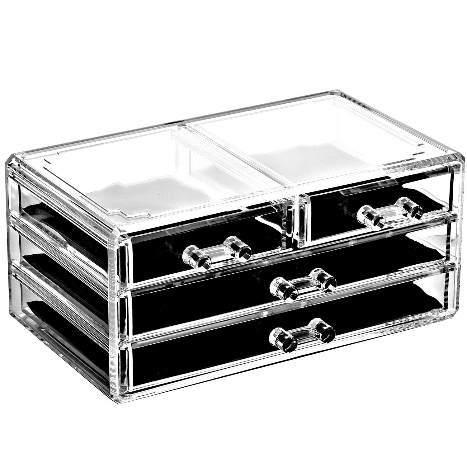 Ikee Design®Acrylic Jewelry and Makeup Organizer Storage Drawer, Five Pieces Set