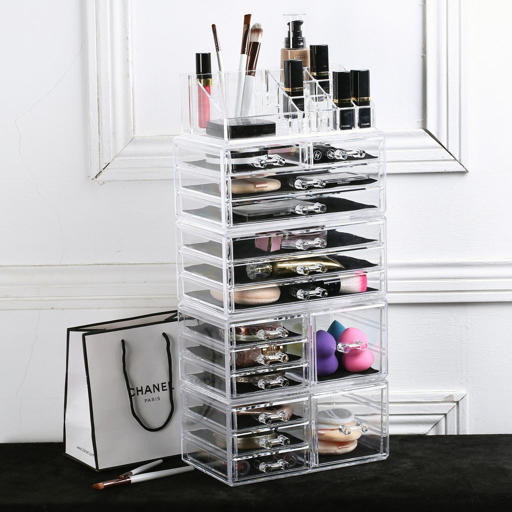 Ikee Design®Acrylic Jewelry and Makeup Organizer Storage Drawer, Five Pieces Set
