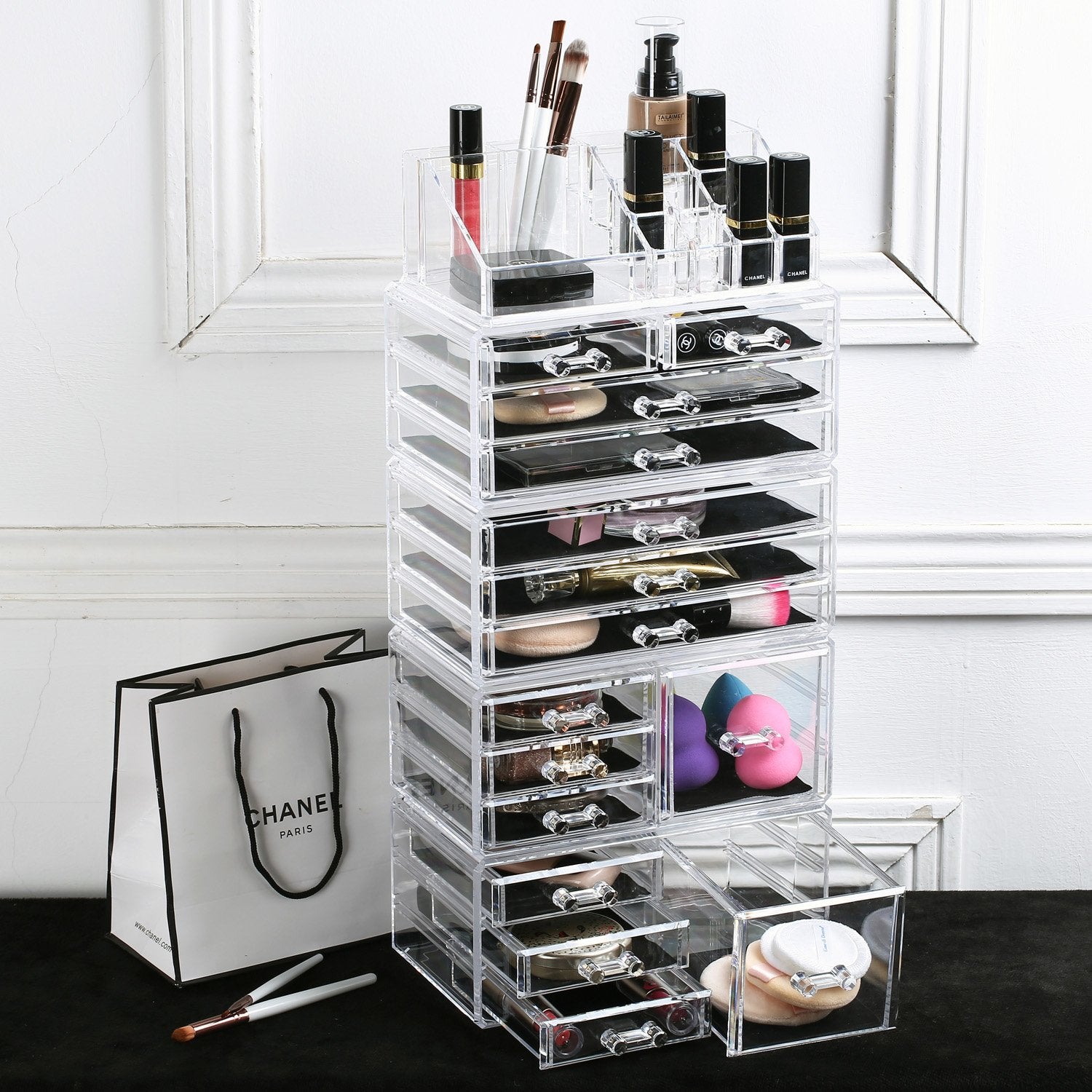 Ikee Design®Acrylic Jewelry and Makeup Organizer Storage Drawer, Five Pieces Set