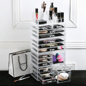 Ikee Design®Acrylic Jewelry and Makeup Organizer Storage Drawer, Five Pieces Set