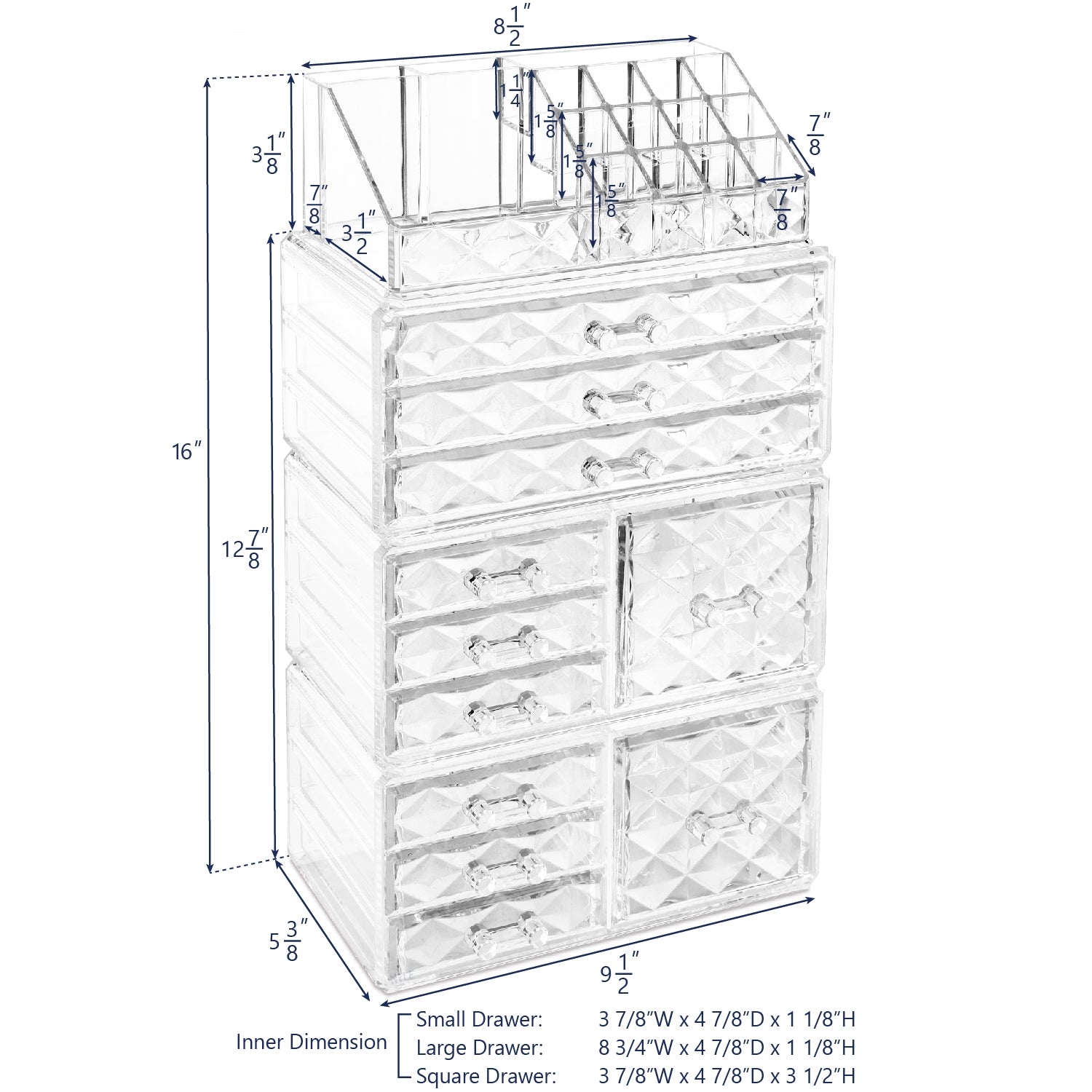Ikee Design 4 PCS Cosmetic Makeup and Jewelry Storage Display Case Set