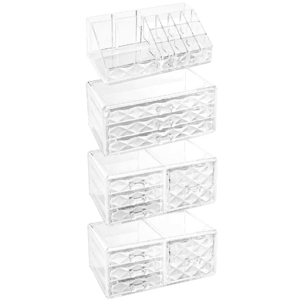Ikee Design 4 PCS Cosmetic Makeup and Jewelry Storage Display Case Set