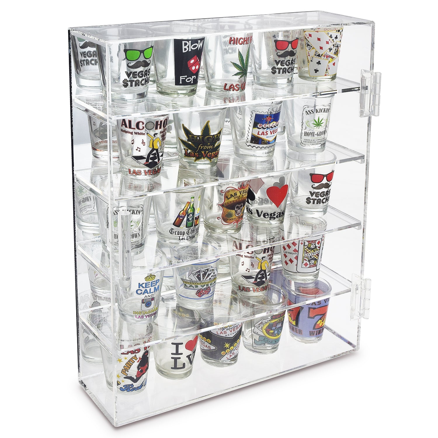 Ikee Design® Mirror Backed 4-Shelves Shot Glasses Display Case