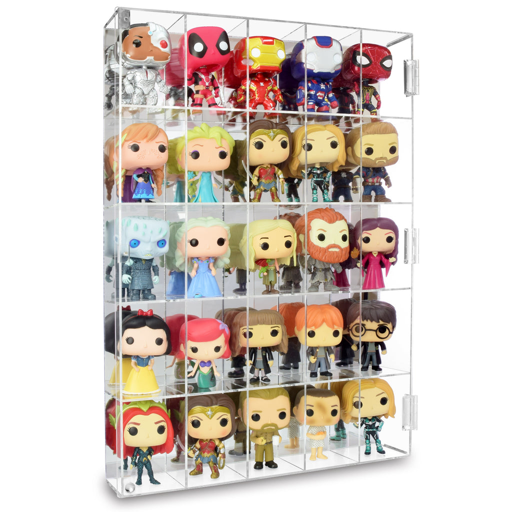 Ikee Design® Acrylic Display Rack for Funko Pop Figure Display, with Mirrored Back & 25 Compartments