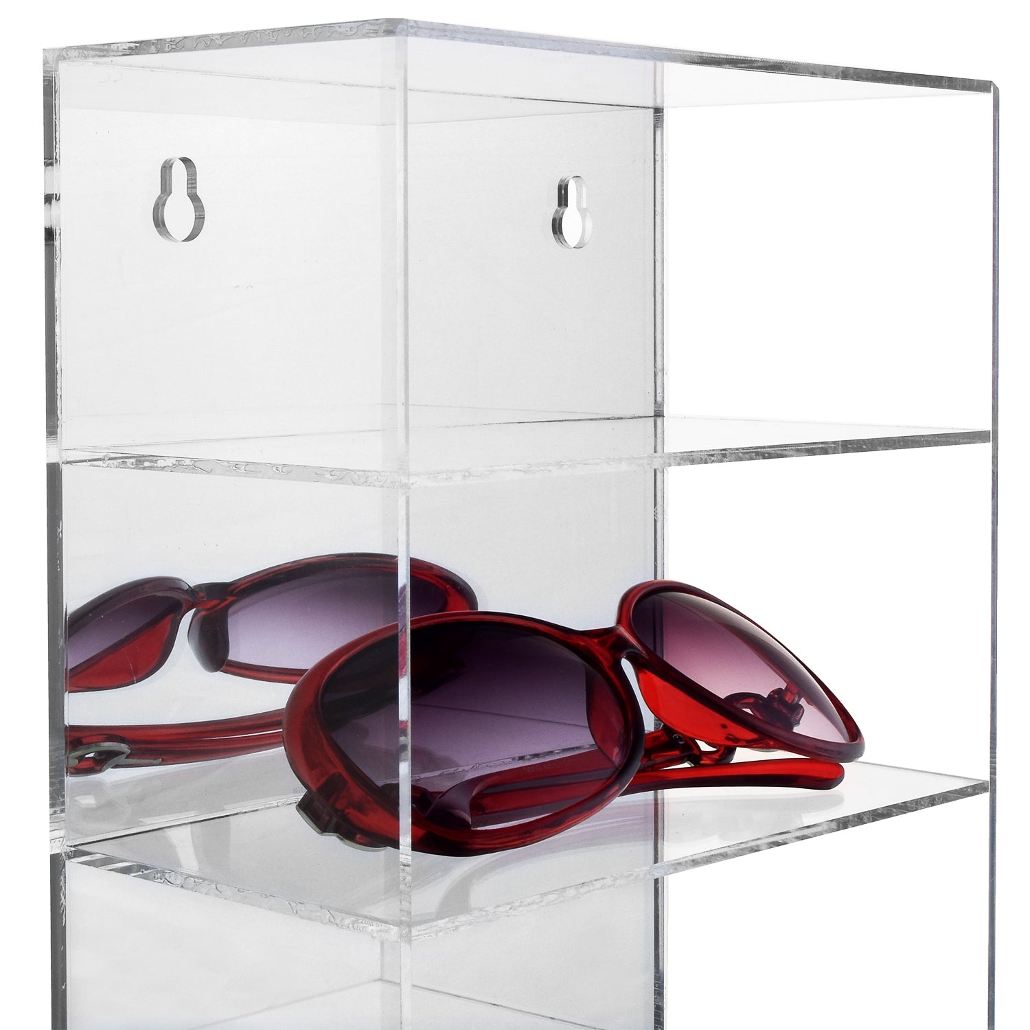 Ikee Design® Wall Mounted Acrylic Mirror Backed 5-Shelves Eyewear Display