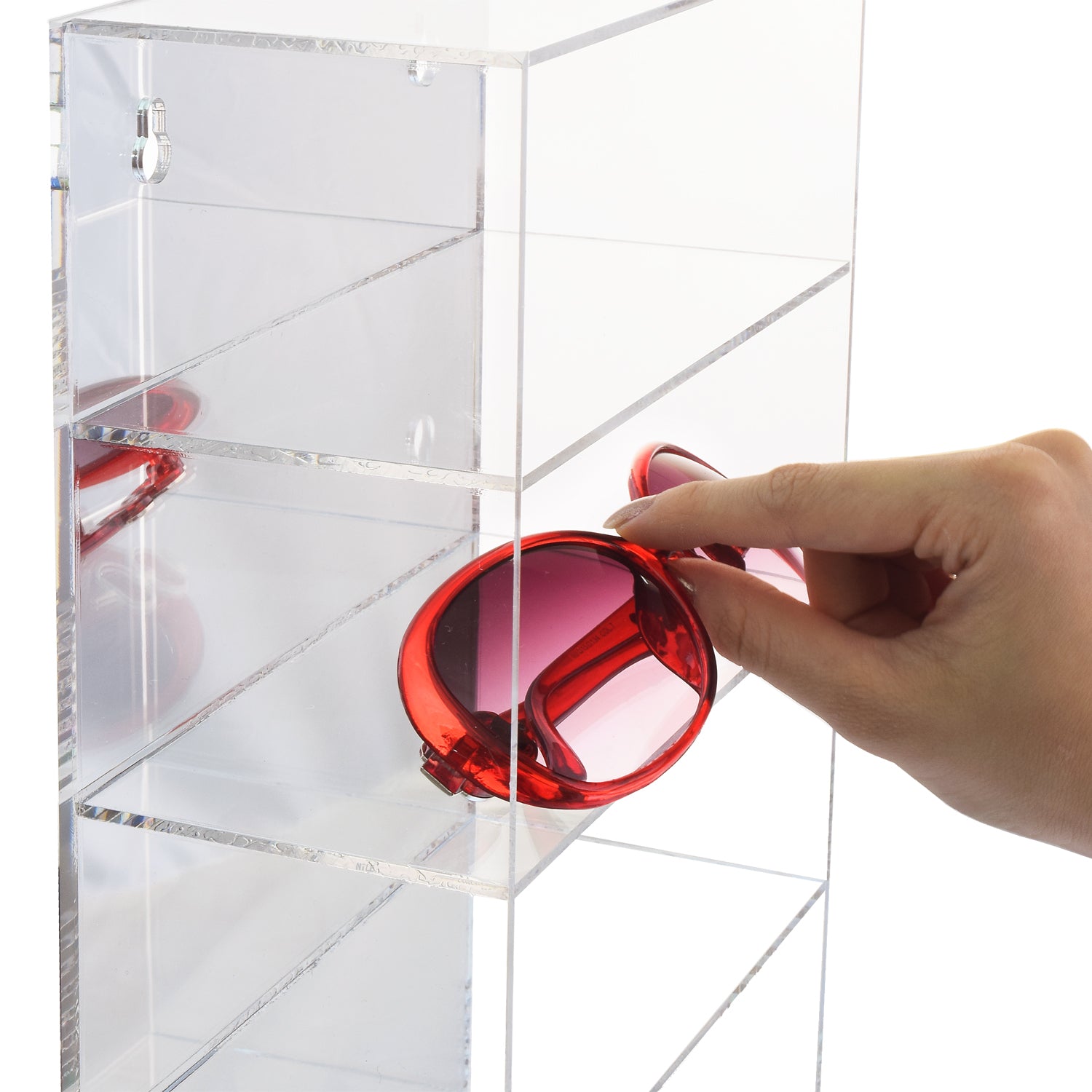 Ikee Design® Wall Mounted Acrylic Mirror Backed 5-Shelves Eyewear Display
