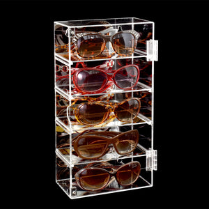 Acrylic 5 Levels Mirrored Back Display Shelf with Door