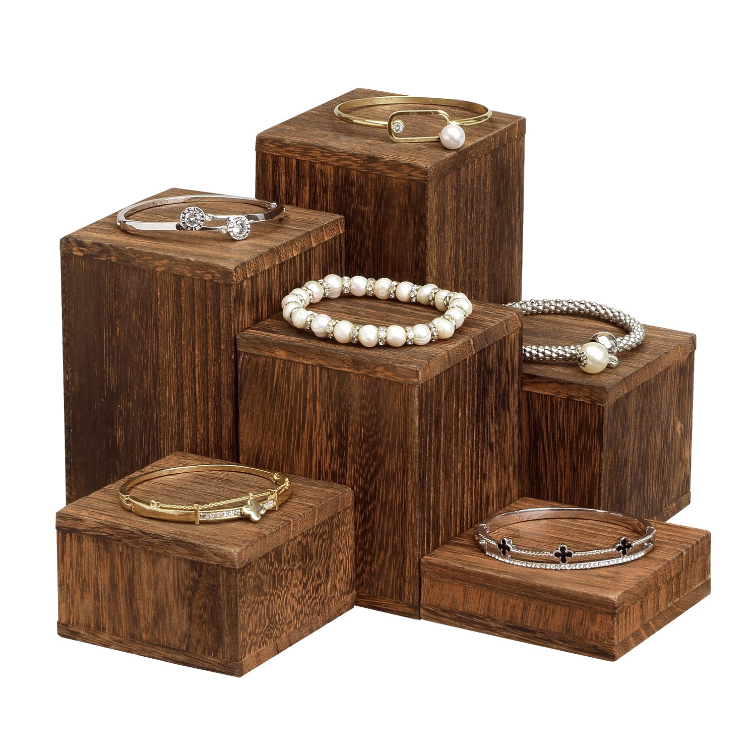 Ikee Design® Wooden 6 Pcs Square display Risers for Jewelry and Accessories